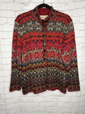IntiWara Alpaca Fair Isle Cardigan Sweater | Size Medium